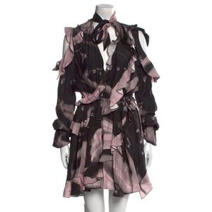 Off-White Pink and Black Long Sleeve Dress